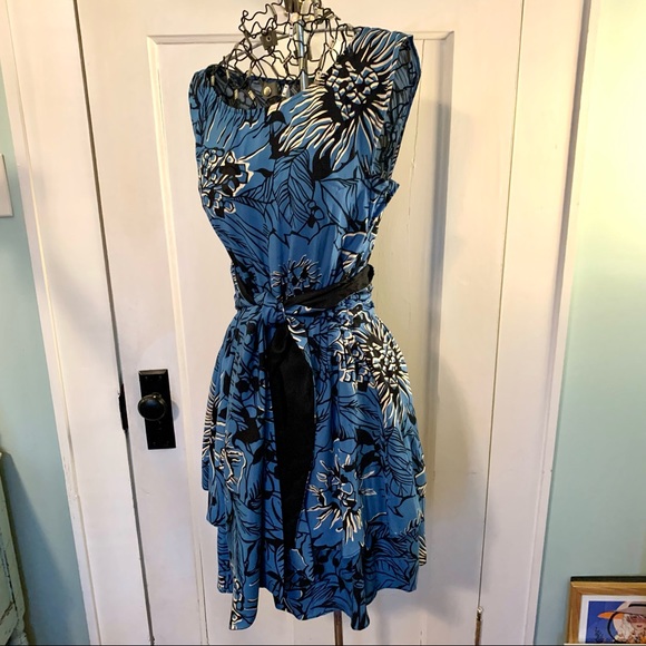 Tracy Reese silk tiered dress with sash - Picture 2 of 6